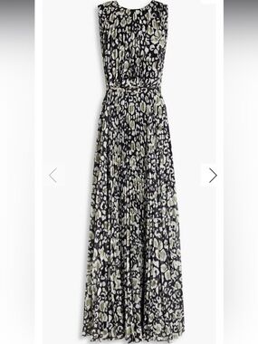 Mikael Aghal Pleated Chiffon Printed Maxi Dress